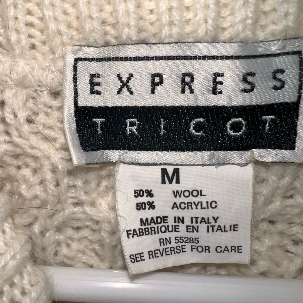 Express Tricot Vintage 90’s Cable Knit Cowl Neck Sweater Sweater Dress Italy Med - Picture 8 of 14